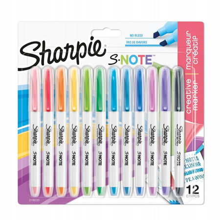 TEXTMARKER SHARPIE S-NOTE 12KOL. PASTEL