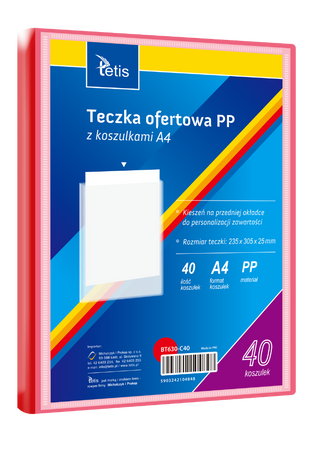 TECZKA OFERTOWA PP Z 40 KOSZULKAMI A4 CZERWONA BT630-C40