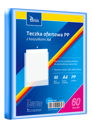 TECZKA OFERTOWA PP Z 60 KOSZULKAMI A4 NIEBIESKA BT630-N60