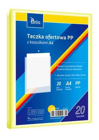 TECZKA OFERTOWA PP Z 20 KOSZULKAMI A4 ŻÓŁTA BT630-Y20