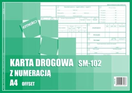 Druk Karta drogowa z numeracją A4 Emeko SM-102