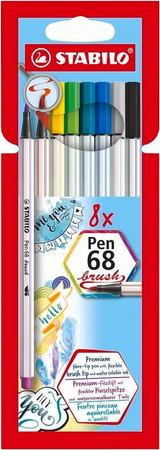 Flamastry STABILO Pen 68 brush opk 8 kolorów