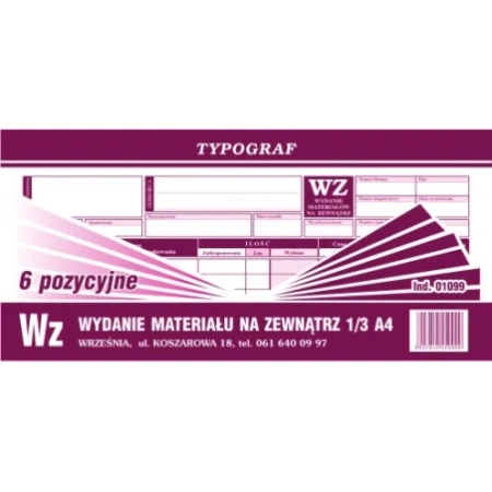 Druk WZ 1/3 A4 6 pozycji Typograf