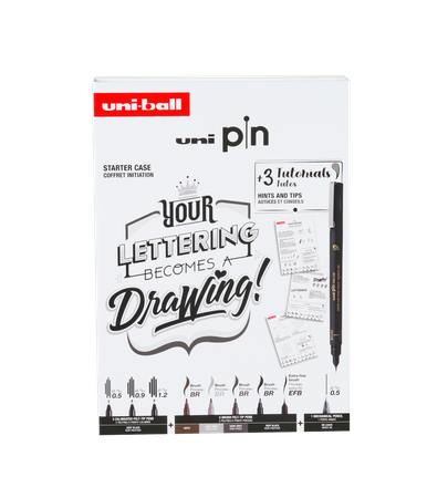 Cienkopis Uni PIN 200 zestaw Starter Case Lettering