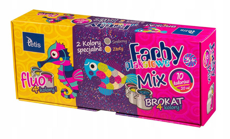 Farby plakatowe MIX Tetis KF004 zestaw 4+4+2