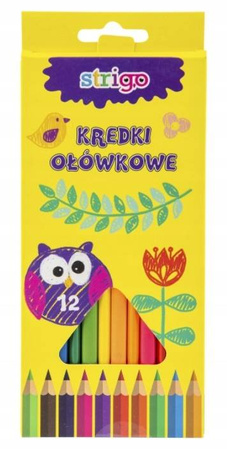 Trójkątne kredki ołówkowe Strigo w 12 kolorach