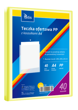 TECZKA OFERTOWA PP Z 40 KOSZULKAMI A4 ŻÓŁTA BT630-Y40