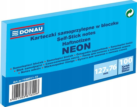 Bloczek samop. DONAU 127x76 100szt neon blue