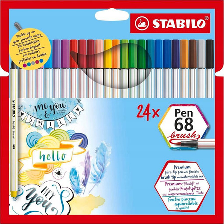 Flamastry STABILO Pen 68 brush opk 24 sztuki