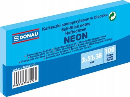 Bloczek samop. DONAU 38x51 3x100szt neon blue