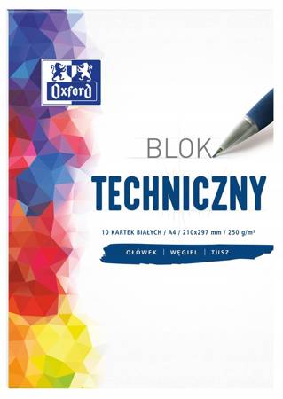 Blok techniczny Oxford A4 10 kartek biały