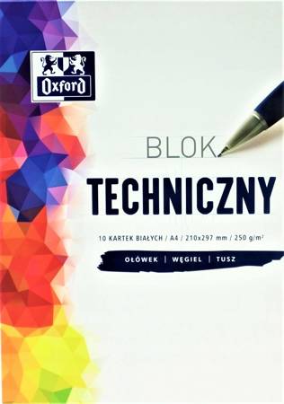 Blok techniczny Oxford A4 10 kartek biały