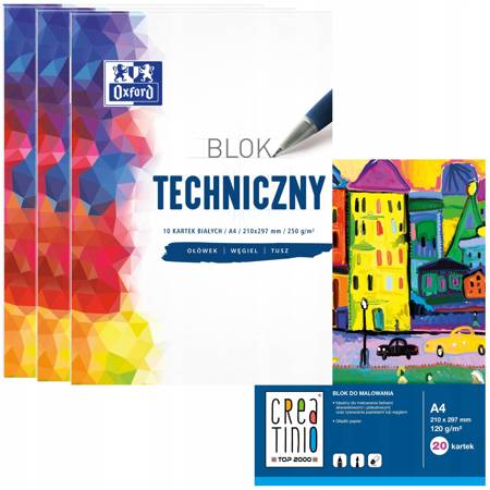 Blok techniczny Oxford A4 10 kartek kolorowy