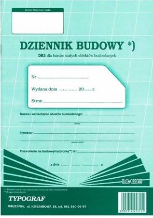 DZIENNIK BUDOWY DB3 TYPOGRAF