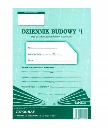 DZIENNIK BUDOWY DB3 TYPOGRAF