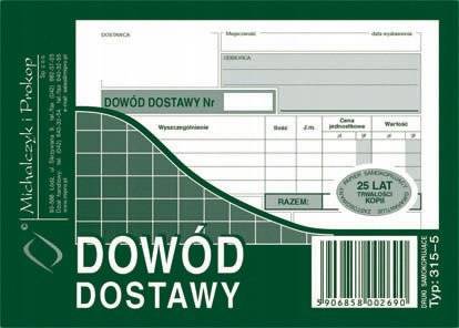 Dowód dostawy Michalczyk i Prokop 315-5 A6 80