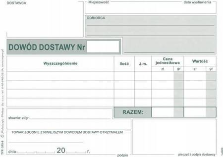 Dowód dostawy Michalczyk i Prokop 315-5 A6 80