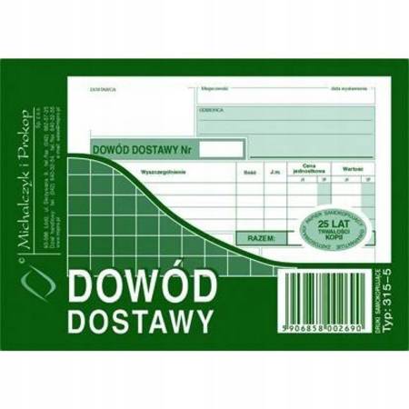 Dowód dostawy Michalczyk i Prokop 315-5 A6 80