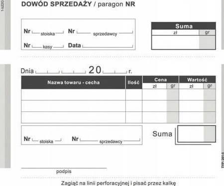 Dowód sprzedaży paragon Michalczyk i P 261-5 A6 80