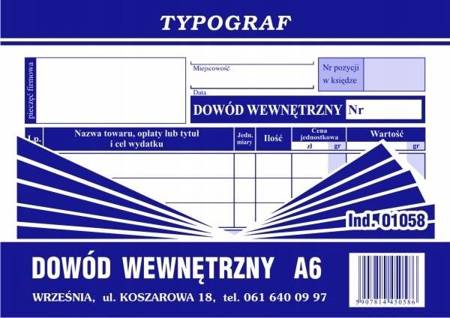 Dowód wewnętrzny Typograf 01058 A6 80 kartek