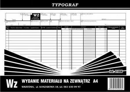 Druk wydanie materiału na zewnątrz WZ A4 Typograf