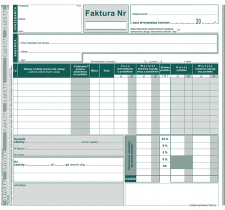 Faktura 2/3 A-4 (brutto)