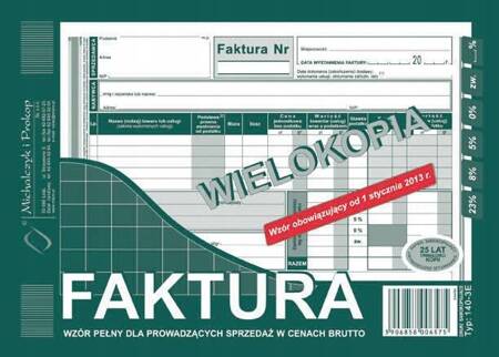 Faktura A-5 brutto wielokopia