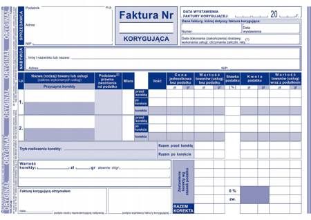 Faktura A5 korygująca