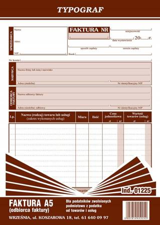 Faktura (odbiorca faktury) Typograf 01225 A5 80k