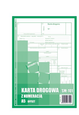 Karta Drogowa A5 samokopia z numeracją Emeko