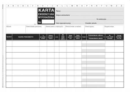 Karta ewidencyjna wyposażenia MiP 346-3 A5 50szt