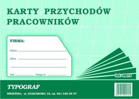 Karta przychodów pracowników Typograf 48018 A5 32