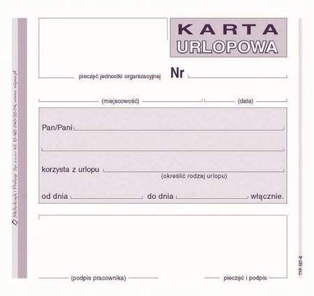 Karta urlopowa Michalczyk i Prokop 507-6 2/3 A6 40