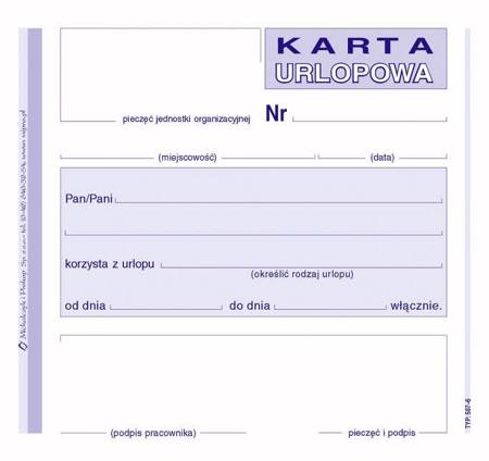 Karta urlopowa Michalczyk i Prokop 507-6 2/3 A6 40