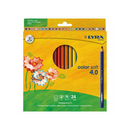 Kredki Lyra color soft 4,0 hangable box 24 kolory