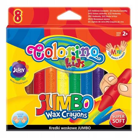 Kredki świecowe Jumbo 8 kolorów Colorino Kids