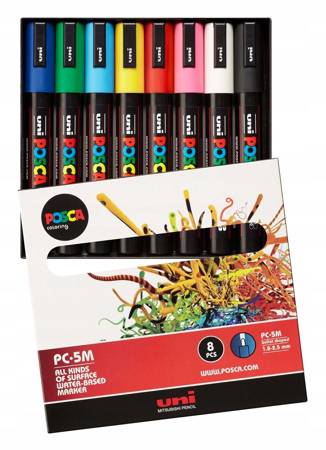 Marker UNI Posca PC-5M plakatowe 8szt zest nr 3