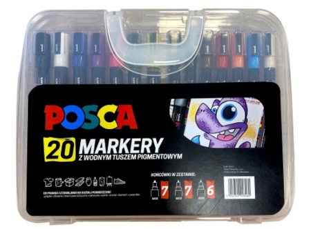 Markery Uni Posca PC-5M/3M/1M Zestaw 20 kolorów