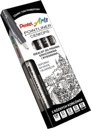 Pentel zestaw cienkopis kreslarski Pointliner 5 sztuk