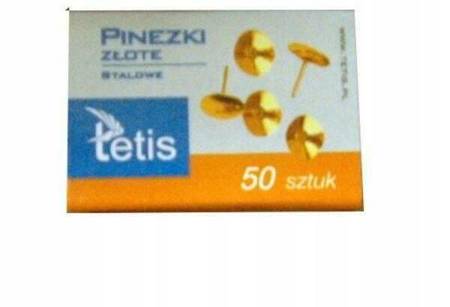 Pinezki Tetis GP095 pudełko 50 szt ZŁOTE