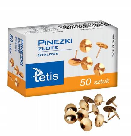 Pinezki Tetis GP095 pudełko 50 szt ZŁOTE