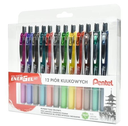 Pióro kulkowe Pentel BL77 zestaw 12sztuk mix kolorów