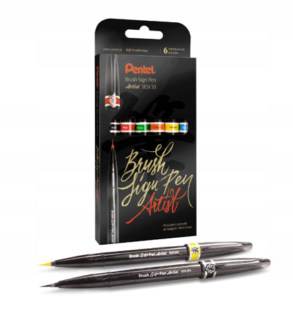 Pisak Pentel Brush Sing Pen 6szt Artist