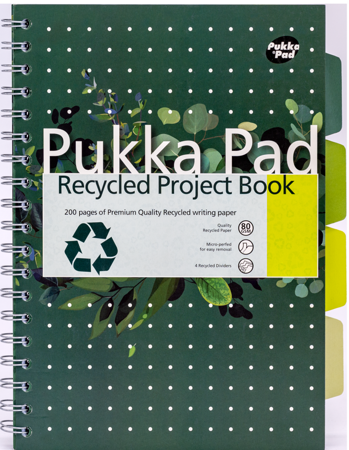 Pukka Project Book z recyklingu B5 linia zielony