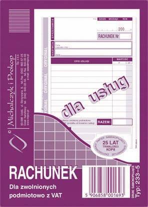 Rachunek dla usług Michalczyk i Prokop 233-5 A6 80