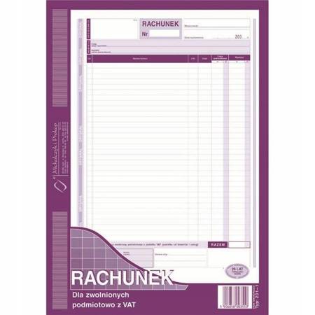 Rachunek dla zwolnionych podatku M i P 231-1 A4 80