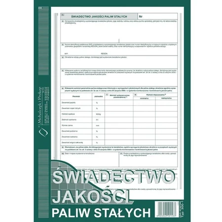 ŚWIADECTWO JAKOSCI PALIW STAŁYCH M&P 300-1