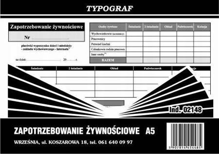 Zapotrzebowanie żywnościowe Typograf 02148 A5