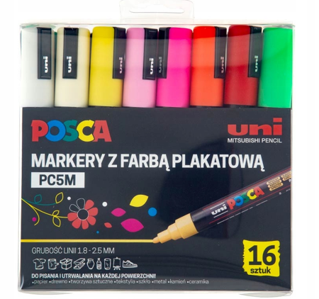 Zestaw markerów Posca PC-5M 16 kolorów